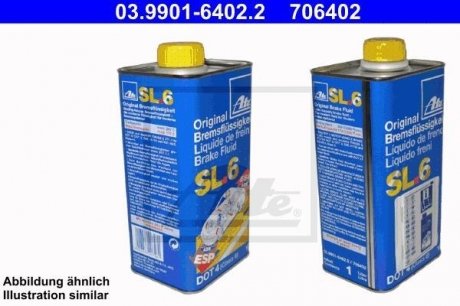 Тормозная жидкость DOT4 PLUS class SL6 (+ESP) 1L ATE 03.9901-6402.2