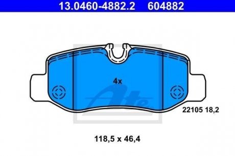 Комплект тормозных колодок, дисковый тормоз ATE 13.0460-4882.2