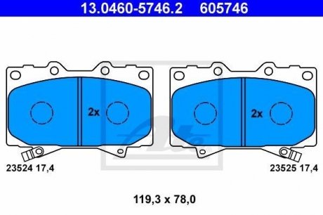 Колодки тормозные дисковые, к-т ATE 13.0460-5746.2 (фото 1)