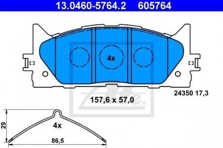 Комплект тормозных колодок, дисковый тормоз ATE 13.0460-5764.2