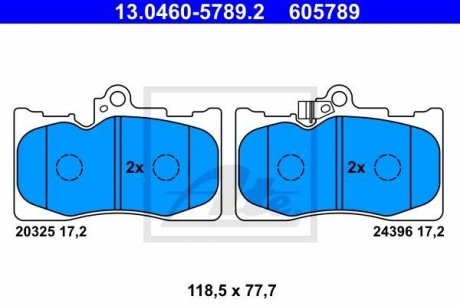 Комплект тормозных колодок, дисковый тормоз ATE 13.0460-5789.2 (фото 1)