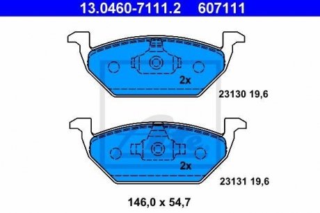 Комплект тормозных колодок, дисковый тормоз ATE 13.0460-7111.2