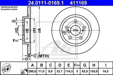 Тормозной диск ATE 24011101691 (фото 1)