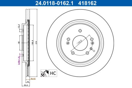 Диск гальмівний ATE 24.01180162.1