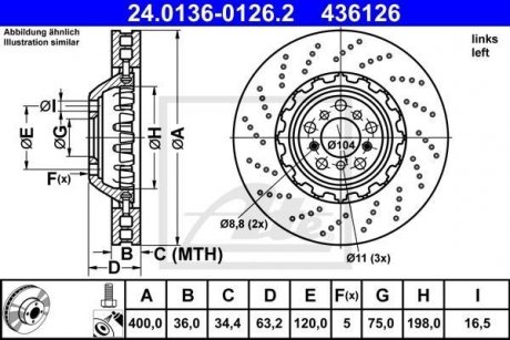 Диск гальмівний лівий ATE 24013601262