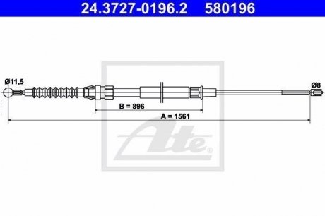 Трос, стояночная тормозная система ATE 24.3727-0196.2 (фото 1)