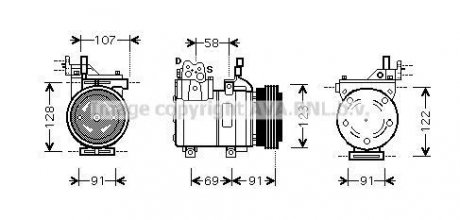 Компрессор кондиционера Hyundai Coupe 01-/Elantra 00-/Tucson 04-/Kia Sportage 07- (AVA) AVA COOLING HYAK161