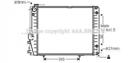 Радіатор охолодження двигуна MB W124 MT/AT + AC 89-96 (Ava) AVA COOLING MSA 2072