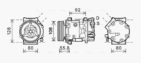AVA CITROEN Компресор кондиціонера C4 GRAND PICASSO I 2.0 09-, C4 GRAND PICASSO II 1.6 13-, C4 II 2.0 HDi 09-, DS, PEUGEOT AVA COOLING CNAK282