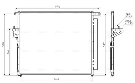 AVA FORD Радіатор кондиціонера (конденсатор) з осушувачем Ranger 2.2/3.2TDCi 11- AVA COOLING FD5706D