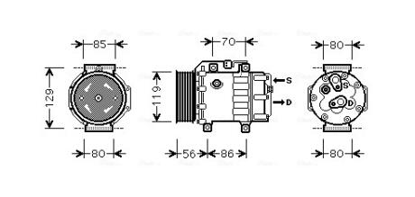 AVA FORD Компресор кондиц. C-MAX 2.0 TDCi 07-, FOCUS II 2.0 05-, KUGA I 2.0 TDCi 08-, VOLVO AVA COOLING FDAK378