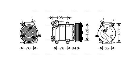 AVA FORD Компресор кондиціонера C-MAX 1.6 07-, FOCUS C-MAX 1.4, 1.6, 1.8 03-, TRANSIT 2.4 06- AVA COOLING FDAK418