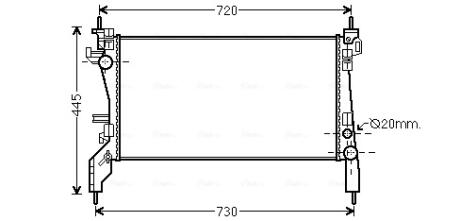 Радіатор охолодження двигуна Fiat Fiorino (07-)/Citroen Nemo (08-)/Peugeot Bipper (07-) 1.3 JTD Multijet AVA AVA COOLING FTA2380