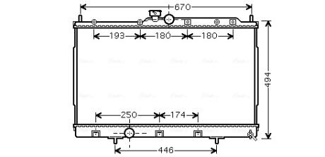 Радиатор охлаждения MITSUBISHI OUTLANDER (CU2, 5W) (03-) (аналог MTА2183) (AVA) AVA COOLING MT2183