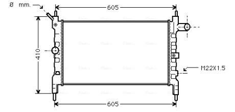Радиатор охлаждения двигателя ASTRA F 1.4/1.6 LONG PIN (Ava) AVA COOLING OLA2023