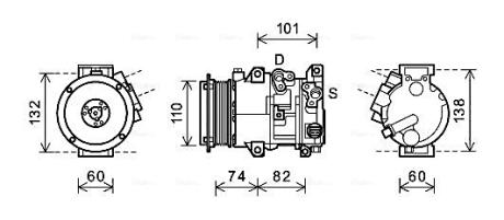 AVA TOYOTA Компресор кондиціонера Camry V4 2.4 06-, Rav 4 III AVA COOLING TOAK628