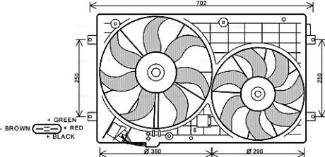 Вентилятор охолодження радіатора Audi A1, A3 (04-)/Skoda Octavia (04-)/VW Golf (04-) AVA AVA COOLING VN7528