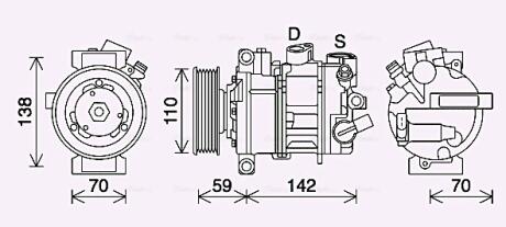 AVA AUDI Компресор кондиціонера A1 15-, A3 03-, SEAT, SKODA, VW AVA COOLING VNAK401