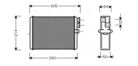 Радиатор отопителя HEATER S60/XC70/V70/S80 (Ava) AVA COOLING VOA6110