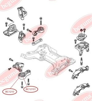 Подушка двигателя, сайлентблок (задняя нижняя) 2.0dCi (87.8x16.5) BC GUMA BC12101