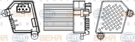Реостат вентилятора обігрівача BMW 3(E46)/X3(E83) 1.6-3.2 98-11 BEHR 5HL351311-521 (фото 1)