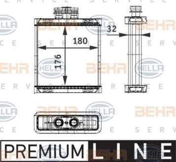 Радіатор пічки A1/Fabia/Ibiza/Polo 99- (Premium Line! OE) BEHR 8FH351311-111 (фото 1)