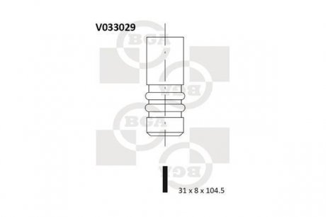 Клапан випуск. T3 1.6d/LT 2.4D -90 (31x8x104.5) BGA V033029 (фото 1)
