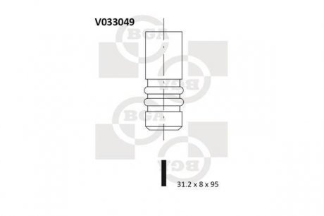 Клапан выпуск. 1.6/2.4TD LT 88-96/Golf 89-92/Passat 88-93 BGA V033049