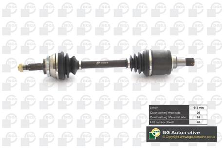 Полуось Toyota Avensis 2.0d 03-08 дв.1CD-FTV (24z/610mm) Л. BGA DS7608L
