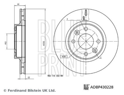 RENAULT диск гальмівний передній Sandero,Logan II,Renault,Smart BLUE PRINT ADBP430228