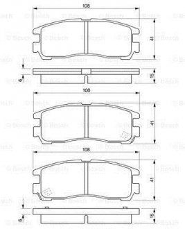 Колодки гальмові дискові задні OPEL Sintra 96- (с ABS) BOSCH 0986424467 (фото 1)