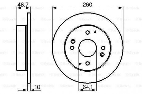 Тормозной диск задний HONDA Accord; ROVER 620/623 93- (260*10) BOSCH 0986478172 (фото 1)