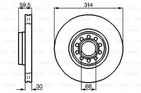 Тормозной диск передний (вентил.) AUDI A6/A8 94-02 (314*30) BOSCH 0986478617 (фото 1)