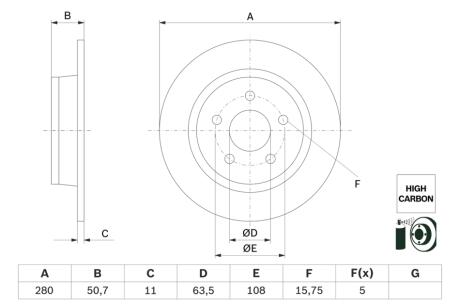 Диск торм зад. FORD TOURNEO CONNECT 13- BOSCH 0986479G71