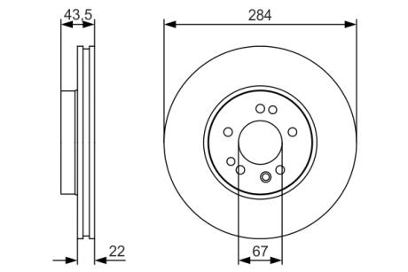 Диск гальмівний передній, 284mm 190 (W201), E (W124) 85-96 BOSCH 0 986 479 S15 (фото 1)