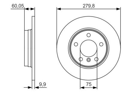 Диск тормозной задн. BMW E36/46 (280*9,9) BOSCH 0986479S34 (фото 1)