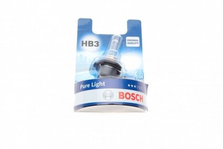 Лампа накаливания HB3 12V 60W P20d PURE LIGHT 1шт. blister BOSCH 1987301062 (фото 1)