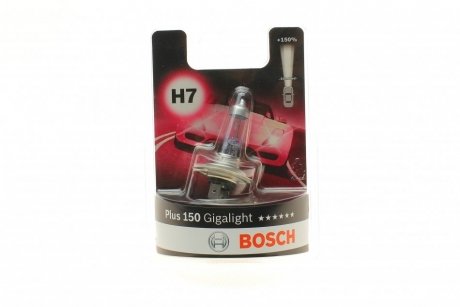 Лампа накаливания H7 12V 55W PX26d GigaLight +150 (blister 1шт) BOSCH 1987301137