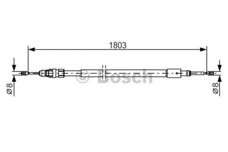 Трос ручного тормоза прав. DS3 BOSCH 1987482317 (фото 1)