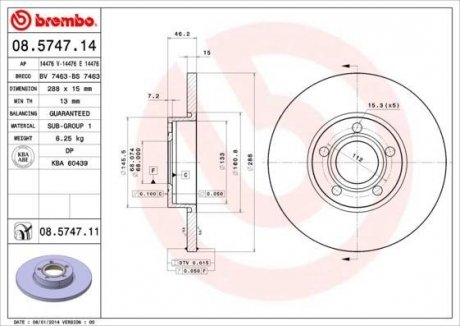 Тормозной диск BREMBO 08.5747.11 (фото 1)