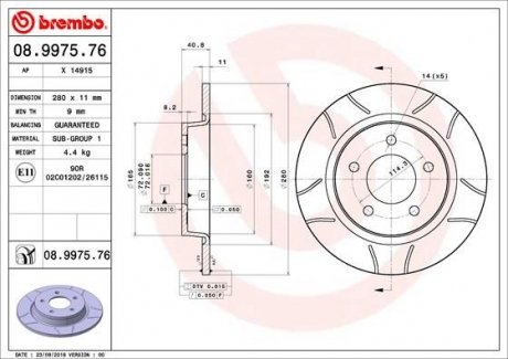 Тормозной диск BREMBO 08.9975.76 (фото 1)