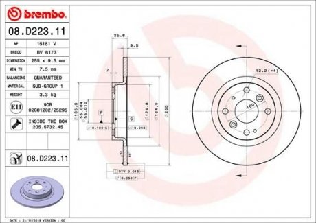 Тормозной диск BREMBO 08.D223.11