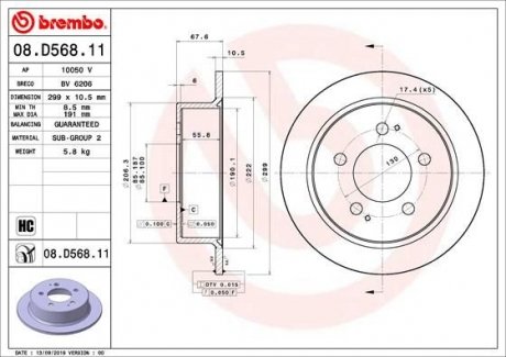 Тормозной диск BREMBO 08.D568.11