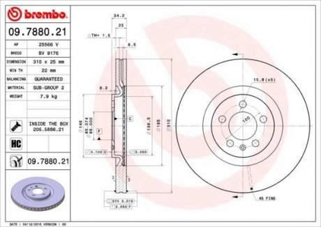 Тормозной диск BREMBO 09.7880.21 (фото 1)