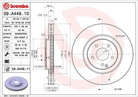 Тормозной диск BREMBO 09.A448.10 (фото 1)