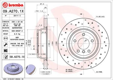 Гальмівний диск BREMBO 09.A270.1X