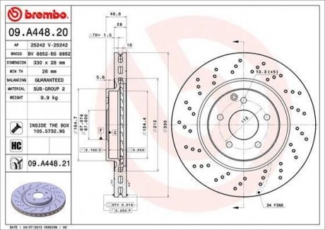 Тормозной диск BREMBO 09.A448.21 (фото 1)
