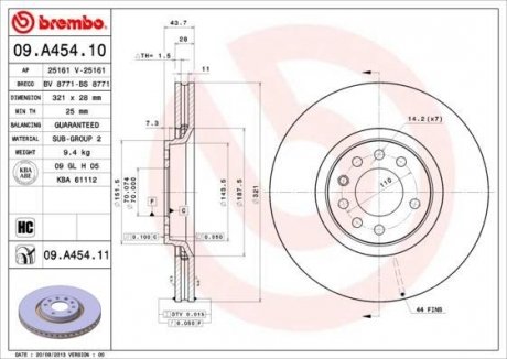 Тормозной диск BREMBO 09.A454.11