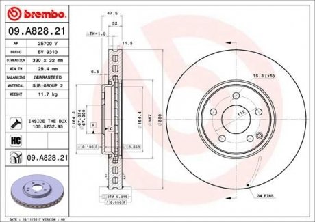 Тормозной диск BREMBO 09.A828.21
