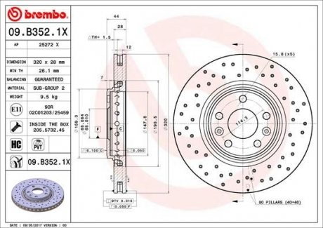 Гальмівний диск BREMBO 09.B352.1X